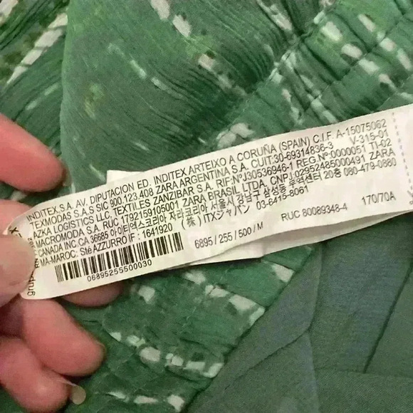 Zara boho flowy wide leg many’s, green print, medium - Picture 6 of 8